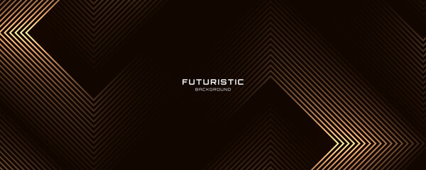 Wall Mural - 3d brown lines techno abstract background overlap layer on dark space with rhombus effect decoration