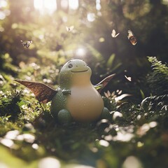 Aufkleber - Cute dinosaur with big eyes and a friendly smile

