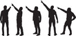 © Curto - vector; silhouette various poses of a group of men pointing