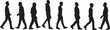 © Curto - vector; silhouette of side view of a large group of men walking