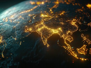 Wall Mural - earth at night from space