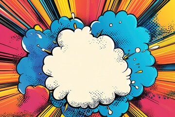 Aufkleber - Dynamic comic book background filled with vibrant colors and explosive action lines, ideal for creative storytelling and artistic expression