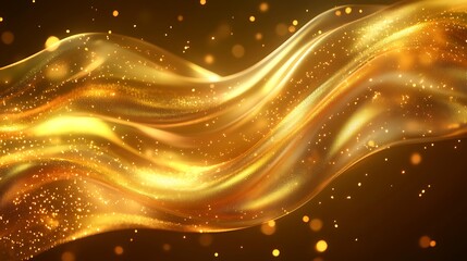 Poster - Golden Flowing Wave Abstract Background