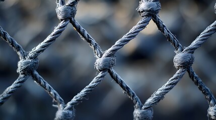 Close-up of a Knotted Rope Net