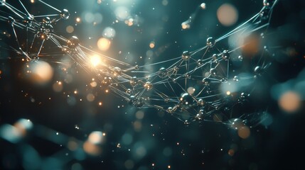 Abstract metallic network glowing in dark.