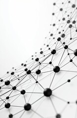 Fototapete - Detailed illustration of tech network on white background. Dynamic expansive connections, nodes, lines, futuristic digital web abstract complex datum for modern interconnected high technology system.