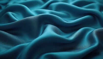 Aufkleber - Wavy blue luxury fabric texture background for wallpaper design. Silk, satin, velvet with soft smooth curves, elegant modern look. Drapery clothes pattern, fashion design material.