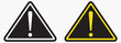 ©  ICON TOPPER - Sign. Exclamation point on a yellow triangle. Caution and warning. Road sign. Caution danger sign. EPS 10.