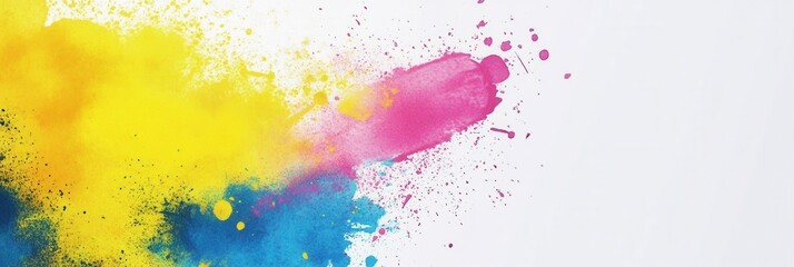 Aufkleber - Experience a cheerful vibe with colorful splashes in yellow, blue, and pink creating a lively background perfect for any joyful occasion