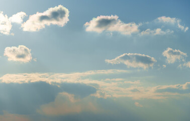 Wall Mural - beautiful blue sky with soft white clouds for abstract background