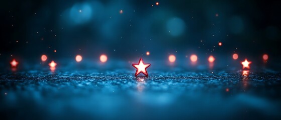 Wall Mural - Enigmatic Starscape: Glowing Star in a Celestial Blue Atmosphere