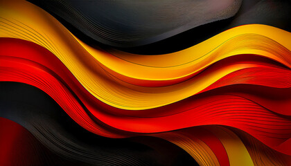 Poster - Colorful waves of black, red, and yellow representing the German flag in an abstract design