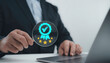 © ACHJIMA - Businessman holding a digital certification badge symbolizing quality assurance and customer trust. professional standards and product certification themes