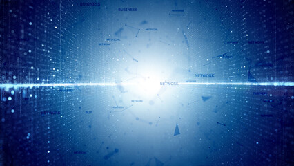 Wall Mural - 3d business data cyberspace network word cloud background illustration.j