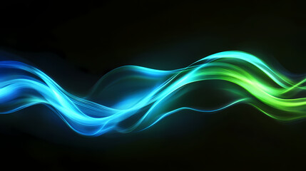 Wall Mural - glowing green and blue lights flowing through a dark space, futuristic atmosphere, blue light, ambie