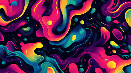Wall Mural - vibrant abstract patterns digital art neon colors futuristic atmosphere ultra hd view playful design