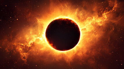 Wall Mural - stunning view of a solar eclipse showcasing a darkened sun with radiant corona in the background. ec