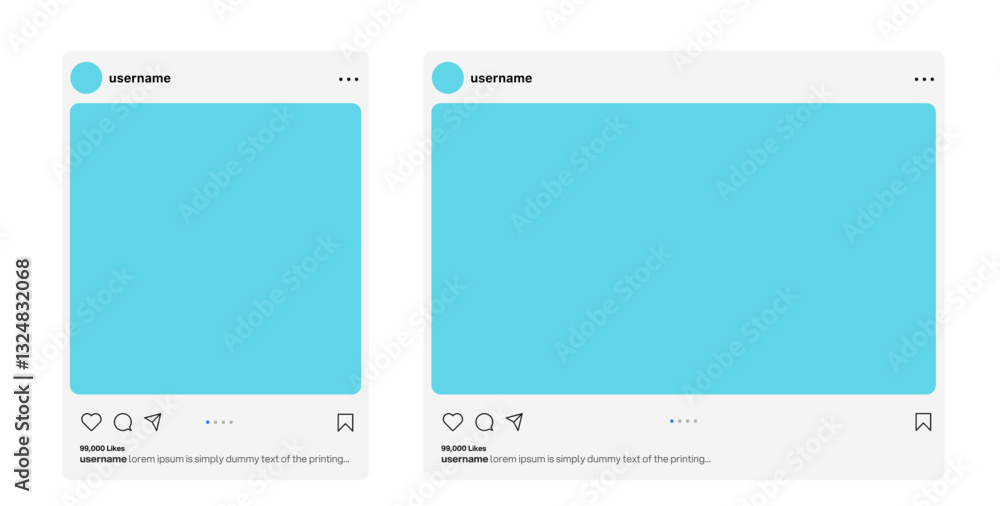 Instagram Post UI mockup in two sizes, versatile template for creating ...
