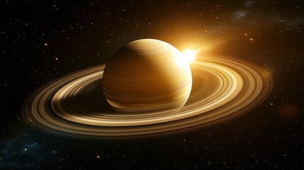 Wall Mural - Stunning Space Imagery of a Planet and Its Rings