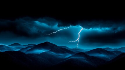 Wall Mural - a dark blue sky with a lightning bolt in the middle of it
