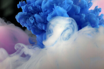 Wall Mural - abstract soft focus blur smoke background. ink colors blot in water. blue, white tone.