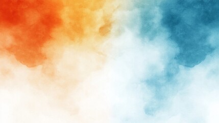 Wall Mural - a blue and orange watercolor background with a white background