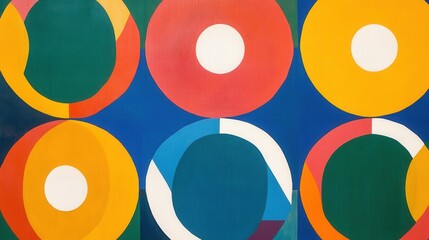 Aufkleber - Geometric pattern of interlocking circles with bold colors creating a vibrant modern background design