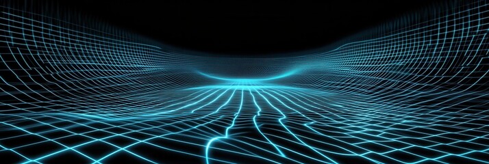 Leinwandbilder - Futuristic digital grid interface with holographic effects in blue and silver reflecting innovation and technology