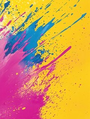 Aufkleber - Vivid color splashes create dynamic background with iridescent yellow, pink, and blue tones for creative presentation and design purposes