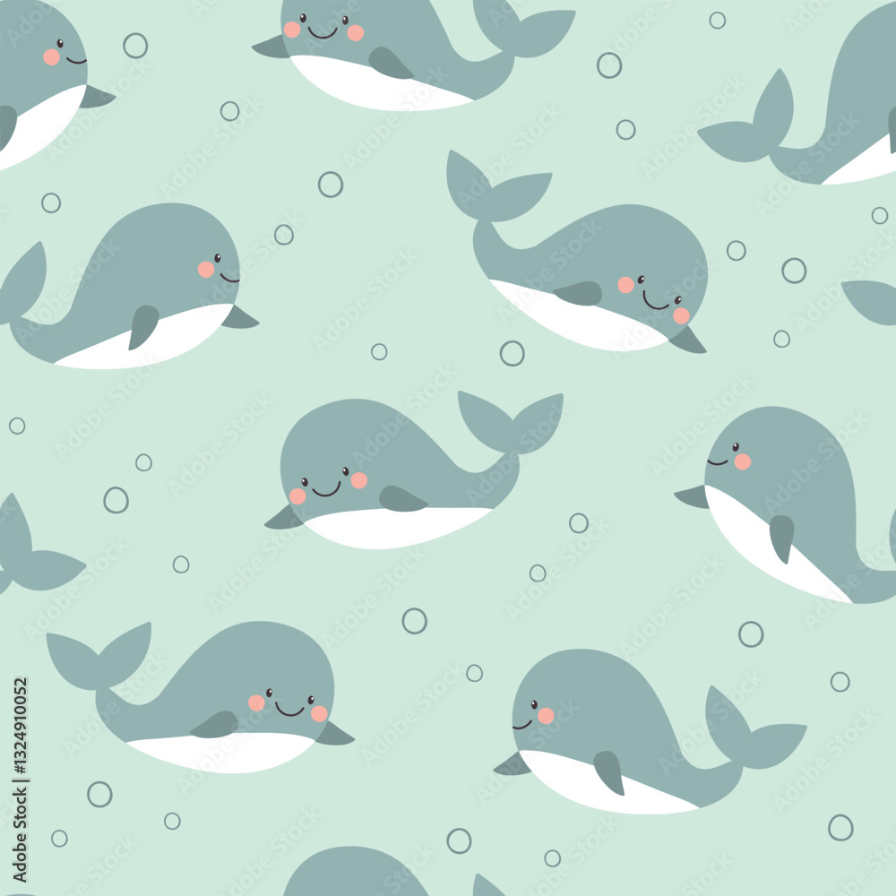 Cute whale seamless pattern. Background for kids with whales. Summer ...