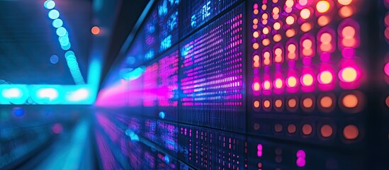 Wall Mural - abstract neon data stream: a visual representation of digital information flow