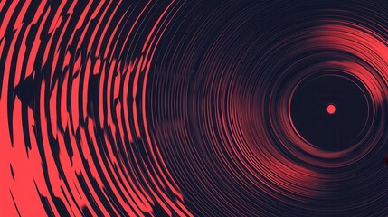 Poster - Vinyl record texture with rhythmic soundwave ripples in black and red, featuring golden ratio design and space for text