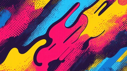 Fototapete - Vibrant comic book-style background with dynamic action lines and colorful halftone patterns creates an energetic, playful atmosphere for any creative project