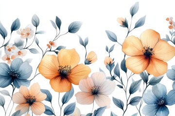 Aufkleber - Colorful floral arrangement with various flowers and leaves on a white background showcasing natural beauty and elegance for design use