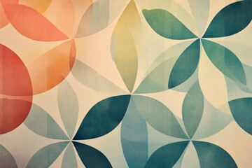 Fototapete - Colorful abstract pattern featuring floral shapes in soft tones, ideal for modern decor and design inspiration in interiors