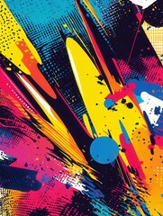 Aufkleber - Vibrant comic book style background with dynamic action lines and halftone patterns for visual storytelling