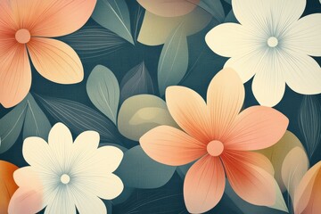 Fototapete - Colorful abstract pattern featuring floral shapes in soft tones, ideal for modern decor and design inspiration in interiors