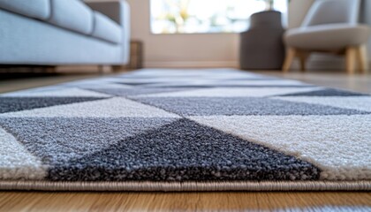 Poster - Two woven vases placed on a textured rug with artistic patterns in a cozy living space