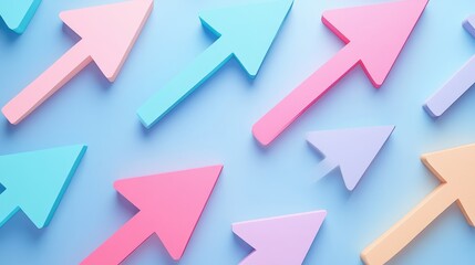 Leinwandbilder - Colorful arrows in vibrant shades create a dynamic pattern against a softly blended background, depicting movement and direction