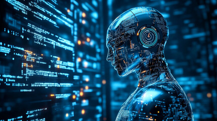 Coding or Programming conceptual banner. Education coding computer languages. Technology of software develop. Writing code of AI, learning artificial intelligence. Computer neural networks.