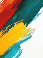 Poster - Bold abstract strokes of teal, yellow, and red create an inspiring artistic background with space for text and design