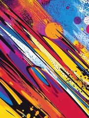Leinwandbilder - Dynamic comic book style background featuring vibrant colors, action lines, and playful patterns for creative projects and graphic designs