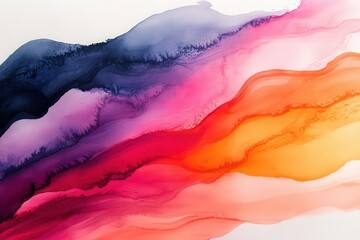 Fototapete - Abstract colorful swirl of blue, pink, orange, and black paint captured in a creative fluid art process on a white canvas surface