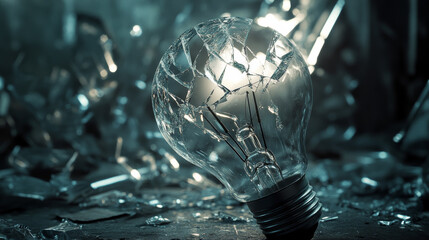 404 error page not found banner. Broken light bulb. Oops... Not found concept. Abstract digital low poly wireframe vector illustration. Website development, programming or web design element.