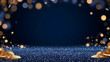 © M - Elegant dark blue background with golden accents