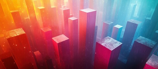 Wall Mural - abstract cityscape: digital blocks in vibrant hues