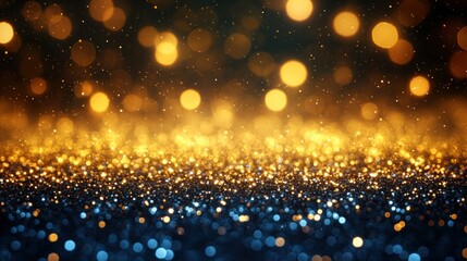 Wall Mural - Glowing particles shimmer, creating a sparkling display against a dark backdrop