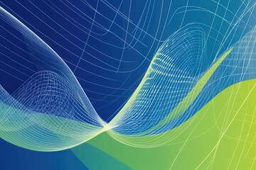 Leinwandbilder - Dynamic trend lines intersecting on a data grid for political and economic analysis in cool blue and green tones