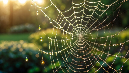 spider web with dew drops