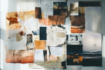 Aufkleber - Layered textures and creative notes create an inspiring mood board for artistic expression and visual exploration